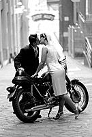 Bride and Groom with Motorcycle