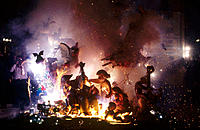 Fallas, festive bonfires on the night of St. Joseph. Valencia. Spain