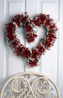 Flower heart wreath on door