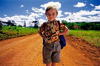 Child going to school. Alba Posse. Misiones province. Argentina