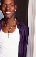 Young black man smiling