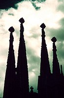 Towers of the Sagrada Familia church, by Gaudi. Barcelona. Spain