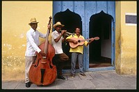 Cuban musicians playing in a streets of Trinidad de Cuba. Cuba