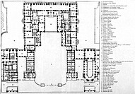 Plan of first floor of Chateau of Versailles during reign of Louis XIV