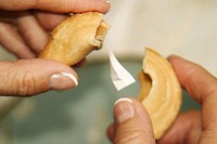 Opening fortune cookie