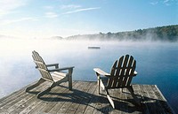 Adirondack chairs in a dock. Starlight. Poconos. Pennsylvania