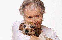 92 years old woman with dog
