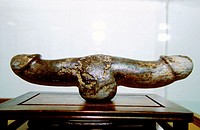 Double marble penis (dildo) used by lesbian in ancient days. Museum of Ancient Chinese Sex Culture. Shanghai. China