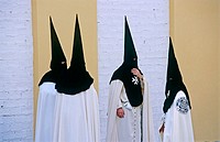Penitents in Holy Week procession. Seville. Spain