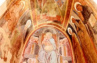 Paintings from Villa Malvezzi rural chapel in the Museo Civico di Camerino. Marche, Italy