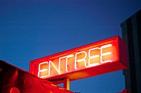 Neon entrance sign. Riviera. France