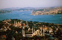 Blue mosque and Saint Sophia. Bosphorus. Istanbul. Turkey.