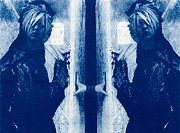 Double-exposed cyanotype