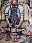 Iron worker painting, folk art