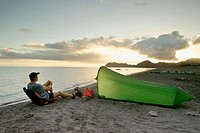 Camping. Sea of Cortez. Baja California Sur. Mexico.