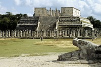 Temple of Warriors & serpent. Maya Architecture /Toltec influence. Chichen Itza, Yucatan, Mexico