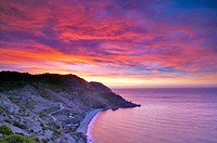 Maro-Cerro Gordo cliffs at sunset. Málaga province, Andalusia, Spain