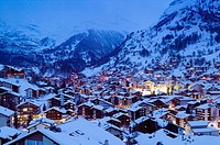 Evening Town View / Winter. Zermatt. Valais-Wallis. Switzerland.