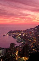 Montecarlo at dusk. Côte d´Azur, Monaco