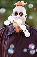 Man in the Doo Dah Parade dressed as Uncle Fester from the Addams Family TV show. Pasadena, California.
