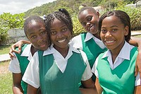 Jamaica. Girls in school uniforms. Jamaica