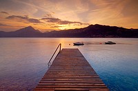 Jetty (landing stage). Lake Garda, Italy, Europe.
