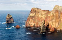 Volcanic rock cliffs at the Ponta de Sao Lourenço, Madeira Island, Portugal
