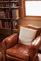 Leather chair in a home in Colorado. USA.