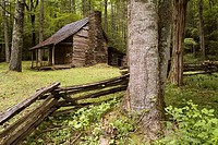 James Arch Stewart cabin built in the Appalachian Mountains of the state of North Carolina United States of America 1879 now located in the Nantahala ...