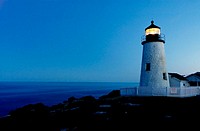 Twilight, Pemaquid Point Lighthouse, Bristol, Maine, USA.