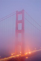 Golden Gate Bridge obscured by fog, San Francisco. California, USA