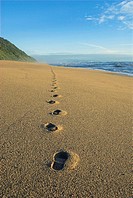 Footprints in the sand, Kohaihai Beach, Karamea, New Zealand