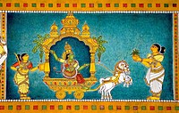 Murals of Thiruvilayadal Puranam (Lord Shivas Game, the collection of 64 stories, composed by Paranjyoti Munivar) in Sri Meenakshi Temple´s wall near ...