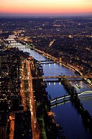 Aerial view of Paris with River Seine in foreground. Paris. France
