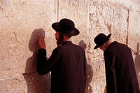 Orthodox Jews praying at the Western Wall, Jerusalem. Israel