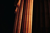 Columns lit at night, Lincoln Memorial. Washington D.C., USA
