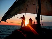 Sailing on a dowl on the Indian ocean, Zanzibar