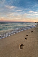 Footprints in a beach in Ibiza