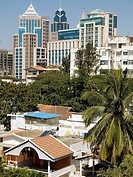 Changing skyline with newer buildings in the cantonment area of Bangalore, India