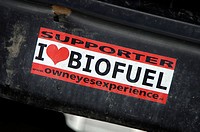 Sticker on a car - I love biofuel-. Netherlands (August 2006)