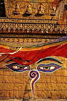 Nepal, Kathmandu, the Swayambhunath Stupa, the eyes of Buddha