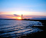 Lighthouse at sunrise near Dunbar. Easth Lothian. Scotland
