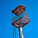 Abandoned, rusty lifeguard´s tower. Cabo de Gata. Spain