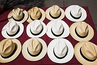 Twelve Panama hats for sale, Mexico City, Mexico