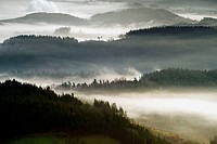 Fog over Goierri valley. Guipuzcoa, Basque Country, Spain