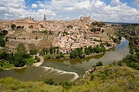 View over Toledo and Tajo River. Declared World Heritage city for the UNESCO. Castilla-La Mancha, Spain