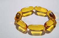 Fish oil capsules in circle