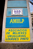 Lourdes Pinto Uruguayan Women Association sign, Montevideo, Uruguay