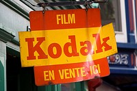 Quebec City, Canada - Old Kodak Film sign on Rue Sous-le-Fort