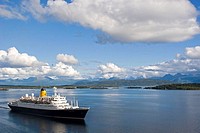 Ferry leaving the harbour in Molde, Norway